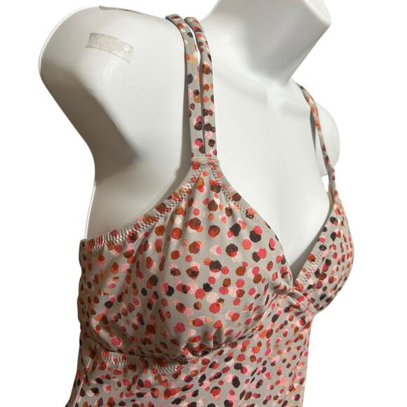Garnet‎ Hill Women Tankini Padded Modest Swimwear Top 10 Abstract Dots Resort - Picture 6 of 10
